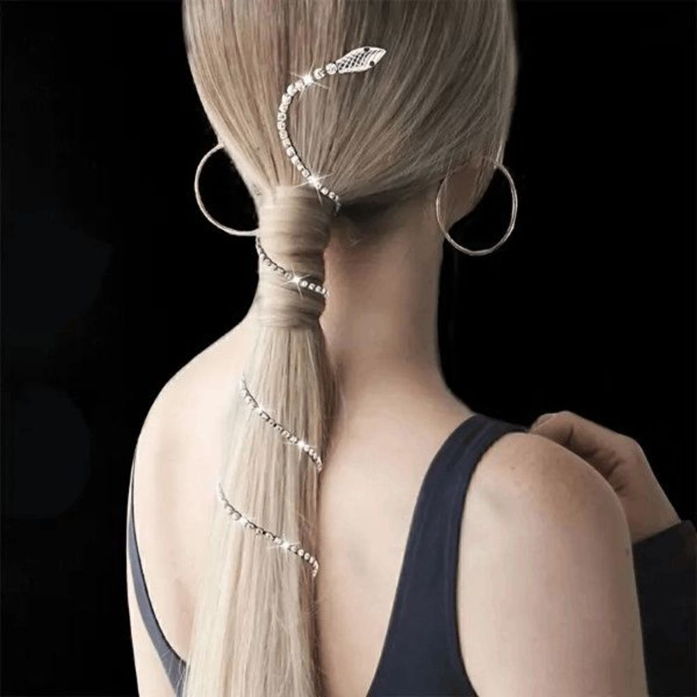 White Gold Diamond Snake Gothic Hair Clip